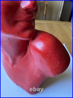 GUERO ART DECO life Size Flapper BUST. Cast Chalk. RED. 1920/30's. Authentic