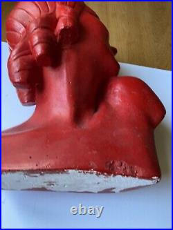 GUERO ART DECO life Size Flapper BUST. Cast Chalk. RED. 1920/30's. Authentic