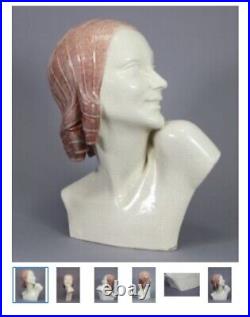 GUERO ART DECO life Size Flapper BUST. Cast Chalk. RED. 1920/30's. Authentic