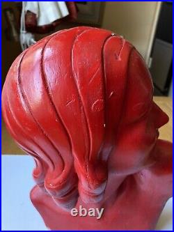 GUERO ART DECO life Size Flapper BUST. Cast Chalk. RED. 1920/30's. Authentic