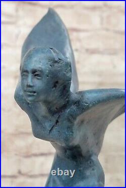 Graceful Flying Lady Bronze Sculpture, Handcrafted Art Deco Figurine Home Office