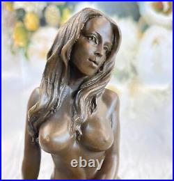Highly Erotic Nude Girl Sitting Bronze Sculpture Statue Figure Figurine Art Deco