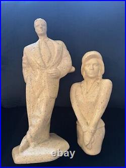 Interesting Pair Of Art Deco Plaster Figures/Statues