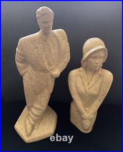 Interesting Pair Of Art Deco Plaster Figures/Statues