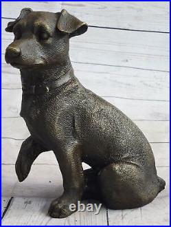 Jack Russell Terrier Dog Breeder Bronze Statue Sculpture Art Deco Figurine Decor