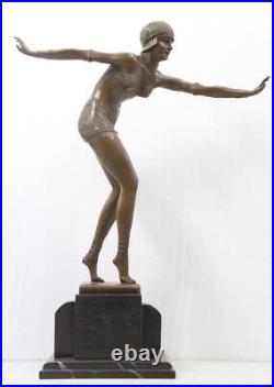 Large Art Deco Bronze Lady on Marble Base Phoenician Dancer Signed CHIPARUS