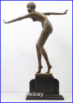 Large Art Deco Bronze Lady on Marble Base Phoenician Dancer Signed CHIPARUS