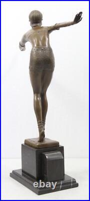 Large Art Deco Bronze Lady on Marble Base Phoenician Dancer Signed CHIPARUS