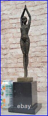 Large Dimitri Chiparus Dancer Art Deco Bronze Sculpture Marble Base Figurine Art