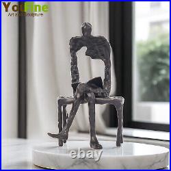 Modern Abstract Reading Statue Handmade Metal Sculpture Figurine Art Home Decor