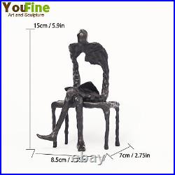 Modern Abstract Reading Statue Handmade Metal Sculpture Figurine Art Home Decor