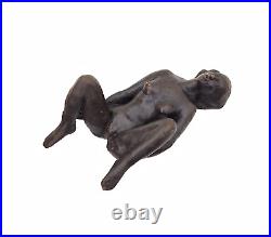 Naked Figure Art Deco Neuvou Sculpture Solid Bronze Erotic Statue Original # 2