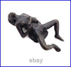 Naked Figure Art Deco Neuvou Sculpture Solid Bronze Erotic Statue Original # 4