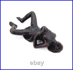 Naked Figure Art Deco Neuvou Sculpture Solid Bronze Erotic Statue Original # 4