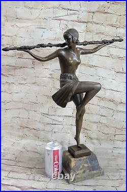 Nude Dancer Thyrsus Pierre Le Faguays bronze statue Art Deco Sculpture