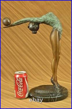 Rare Original Art Deco Sport Gymnast Bronze Sculpture Statue Marble Base Figure