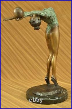 Rare Original Art Deco Sport Gymnast Bronze Sculpture Statue Marble Base Figure