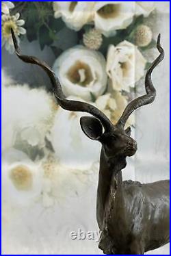 Signed Art Deco African Grey Ghost Bronze Statue Figure Hot Cast Figurine Art