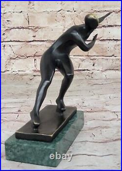 Signed Ice Skater Art Deco Bronze Statue Figure Sculpture Art Deco Sale