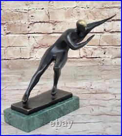 Signed Ice Skater Art Deco Bronze Statue Figure Sculpture Art Deco Sale