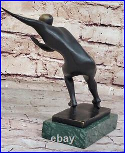 Signed Ice Skater Art Deco Bronze Statue Figure Sculpture Art Deco Sale