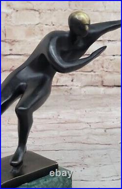 Signed Ice Skater Art Deco Bronze Statue Figure Sculpture Art Deco Sale