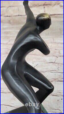 Signed Ice Skater Art Deco Bronze Statue Figure Sculpture Art Deco Sale