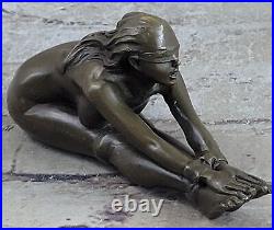 Signed Nude Naked Lady Bronze Sculpture Statue Figure Erotic Art Nouveau Deco