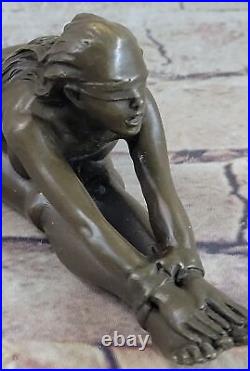 Signed Nude Naked Lady Bronze Sculpture Statue Figure Erotic Art Nouveau Deco