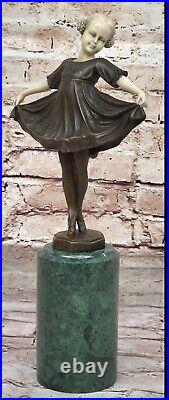 Signed Preiss Bronze Sculpture Art Nouveau Art Deco Young Girl Statue Figurine