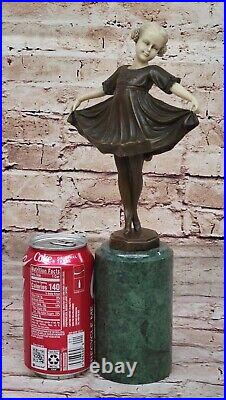 Signed Preiss Bronze Sculpture Art Nouveau Art Deco Young Girl Statue Figurine