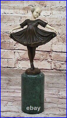 Signed Preiss Bronze Sculpture Art Nouveau Art Deco Young Girl Statue Figurine