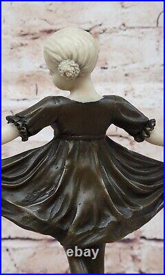 Signed Preiss Bronze Sculpture Art Nouveau Art Deco Young Girl Statue Figurine