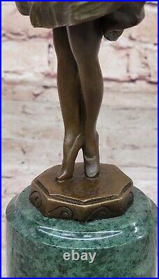 Signed Preiss Bronze Sculpture Art Nouveau Art Deco Young Girl Statue Figurine