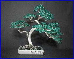 Silver-turquoise Wire Sculpture, Bonsai Tree, Tree of Life, High quality art