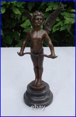 Statue Angel Art Deco Style Art Nouveau Style Bronze Signed Sculpture