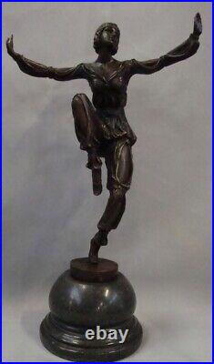 Statue Art Deco Style Art Nouveau Style Bronze Signed Sculpture