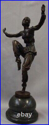 Statue Art Deco Style Art Nouveau Style Bronze Signed Sculpture