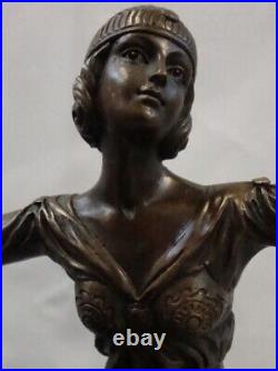 Statue Art Deco Style Art Nouveau Style Bronze Signed Sculpture