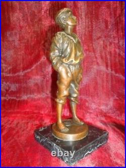 Statue Boy Art Deco Style Art Nouveau Style Bronze Signed Sculpture