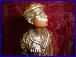 Statue Boy Art Deco Style Art Nouveau Style Bronze Signed Sculpture