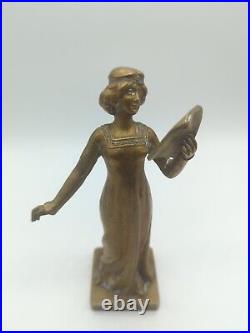 Statue, Bronze Sculpture Woman Signed H. Poirier Art Deco