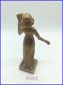 Statue, Bronze Sculpture Woman Signed H. Poirier Art Deco