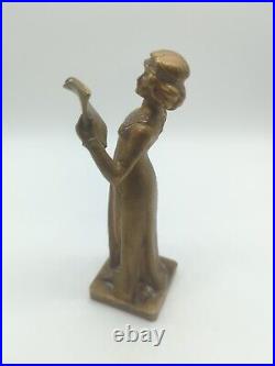 Statue, Bronze Sculpture Woman Signed H. Poirier Art Deco