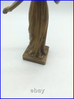 Statue, Bronze Sculpture Woman Signed H. Poirier Art Deco