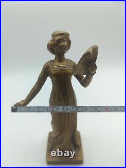 Statue, Bronze Sculpture Woman Signed H. Poirier Art Deco