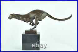 Statue Cheetah Wildlife Art Deco Style Art Nouveau Style Bronze Signed Sculpture