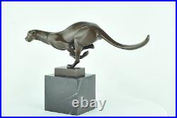 Statue Cheetah Wildlife Art Deco Style Art Nouveau Style Bronze Signed Sculpture