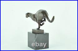 Statue Cheetah Wildlife Art Deco Style Art Nouveau Style Bronze Signed Sculpture