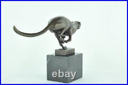 Statue Cheetah Wildlife Art Deco Style Art Nouveau Style Bronze Signed Sculpture